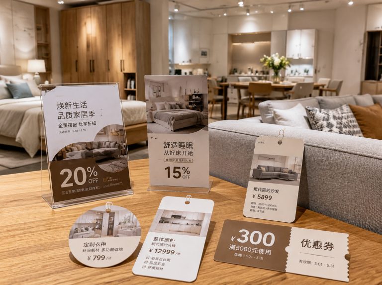 峨边彝族自治县家具门店单页海报与吊牌